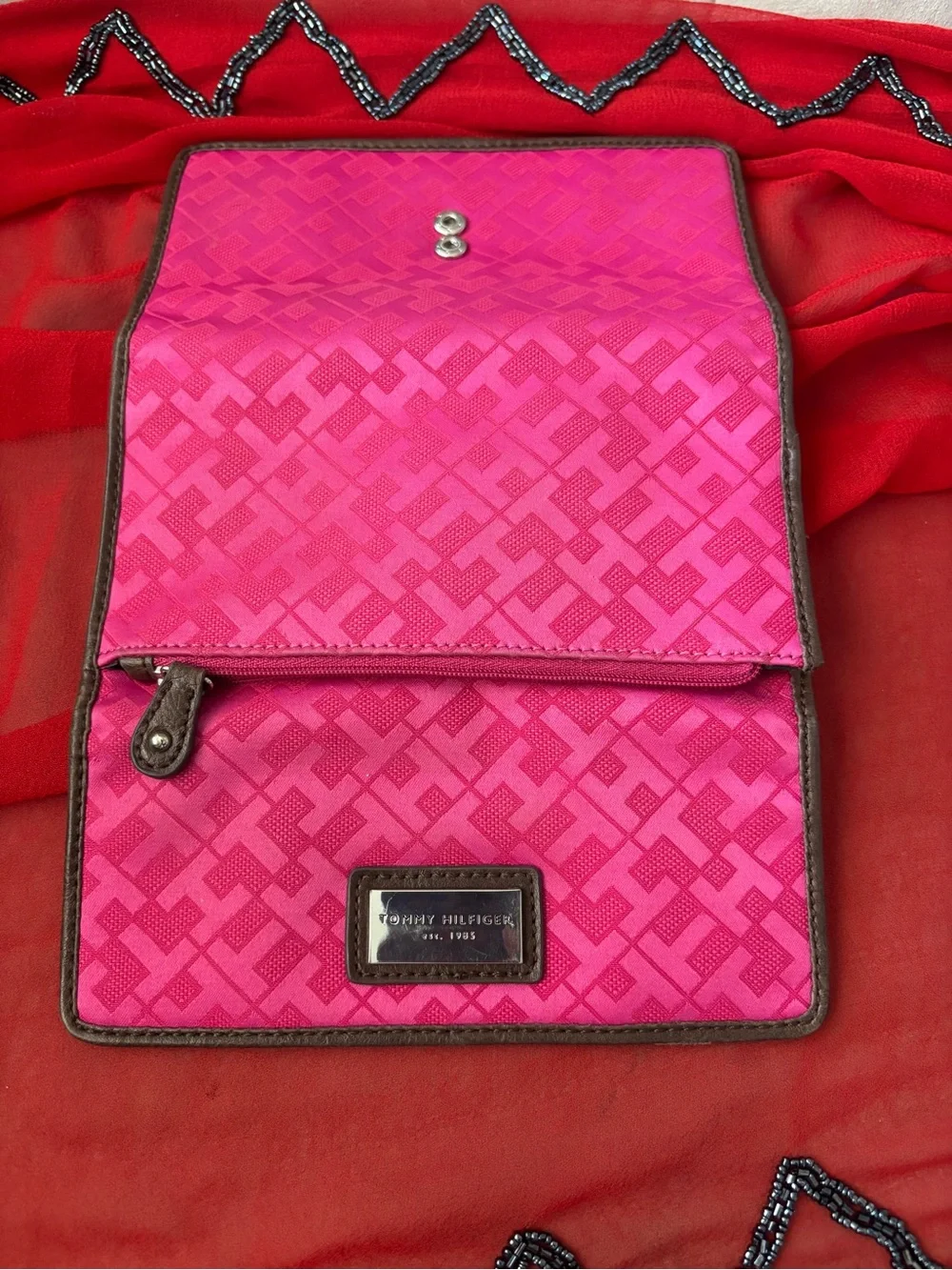 Tommy Hilfiger Pink Signature Wallet & Coin Pouch Set